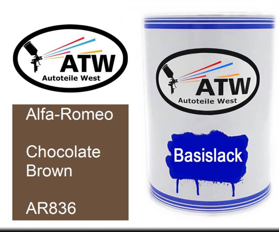 Alfa-Romeo, Chocolate Brown, AR836: 500ml Lackdose, von ATW Autoteile West.